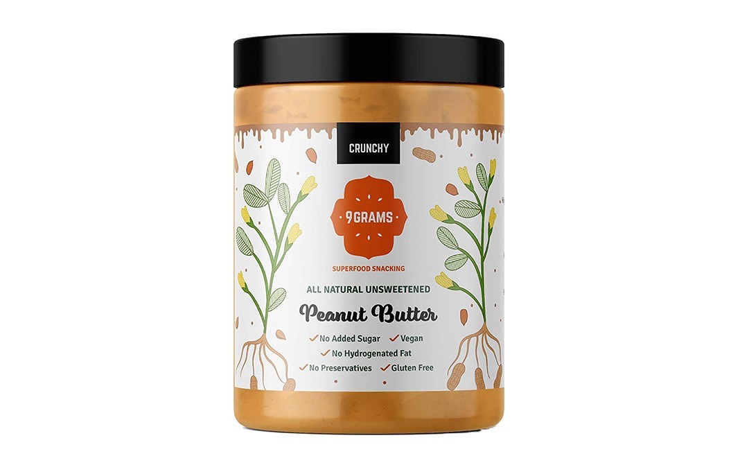 9Grams All Natural Unsweetened Peanut Butter Crunchy   Plastic Jar  1 kilogram